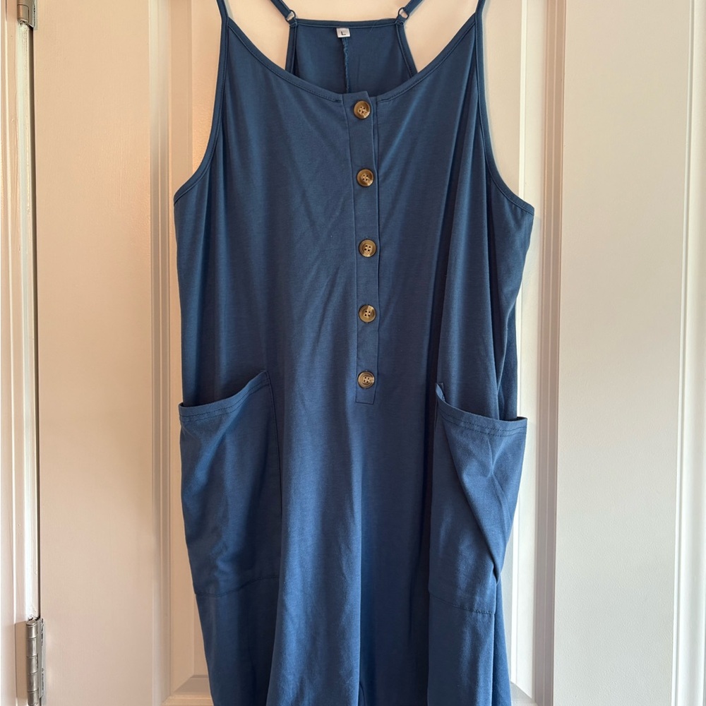 Button Down Wide Leg Shorts Casual Loose Jumpsuit with Pockets Large